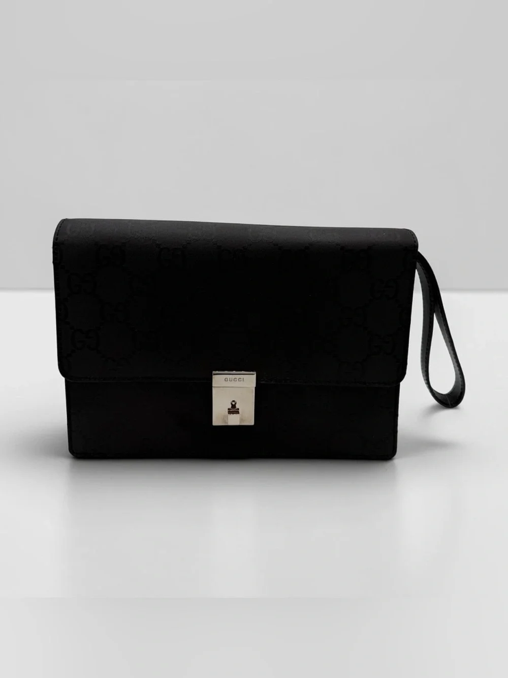 Gucci Black GG Canvas Clutch Case